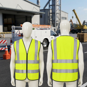 Gilet de sécurité personnalisé en polyester imperméable avec bandes réfléchissantes de couleur personnalisée certifiées ANSI Classe 2 haute visibilité - Product Image 3
