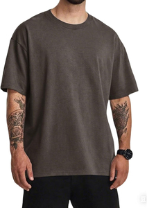 เสื้อยืดโอเวอร์ไซส์ผู้ชาย ดีไซน์สั่งทำพิเศษ ผ้าคอตตอน 100% สไตล์วินเทจสีซีดจาง โลโก้ด้านหน้า ผ้าหนา สตรีทแวร์ เสื้อยืดเปล่า - Product Image 4