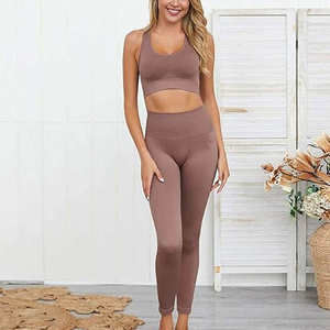 Seamless Yoga <b>Set</b> Women <b>2</b> <b>Piece</b> Gym Clothing High Waist Leggings Sports Bra Fitness Workout Outfits Activewear Training Suit - Product Image 4
