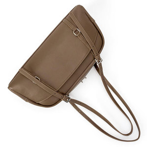 Brown Genuine Leather 14-Inch Detachable Strap Minimalist Style Female Shoulder Bag with Zipper Closure for Outdoor Use - Product Image 5