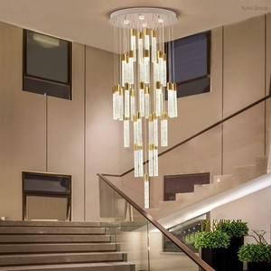 Lámpara de Araña Moderna Contemporánea para Escalera Larga, Estilo Espiral, Dorada, con Cristales, Iluminación LED, Regulable, Ahorro de Energía - Product Image 3