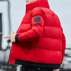 Custom Heavy Designer Puffer <b>Jacket</b> OEM Oversized Men's <b>Winter</b> Stand Collar Windproof Reversible Eco-Friendly Shiny 100% Nylon - Product Image 4