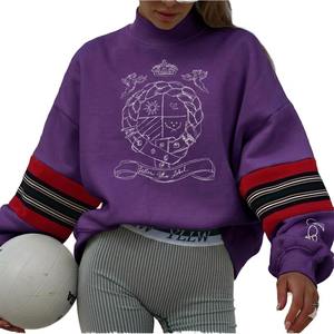 Sweat-shirt confortable pour femme à col montant, en tissu doux, coupe décontractée, manches longues et toucher chaud, idéal pour un usage quotidien décontracté. - Product Image 3