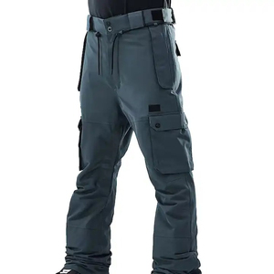 Men's Windproof Cargo Pants Elastic Waist Multiple Pockets Workwear Style Midweight Polyester Winter Outdoor Wear - Product Image 1