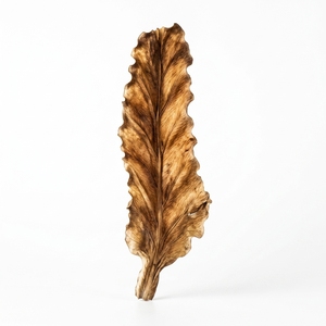 Leaf Lembar Long Handcrafted <b>Wooden</b> Leaf Wall Sculpture <b>Rustic</b> Botanical Decorative Carving Home Decor Accent Plaque Display Art - Product Image 1