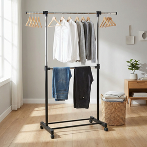 Armario de Almacenamiento de Ropa Shopee, Perchero de Hierro Fundido Moderno Multifuncional de Cuatro Niveles, Organizador de Ropa Vertical para el Hogar - Product Image 1