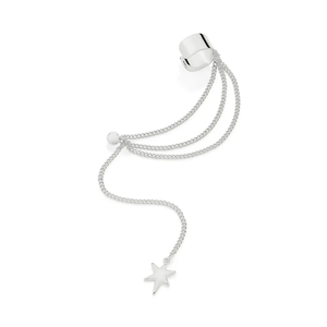 Pendientes Minimalistas de Plata de Ley 925 con Cadena y Dije de Estrella, Joyería Unisex para Uso Diario - Product Image 2