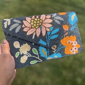 Bolso de mano tipo sobre con cuentas florales de lujo para bodas, eventos y fiestas, elegante y moderno, estilo bohemio, para mujer - Product Image 6