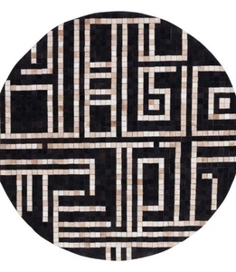 พรมหนังวัวลายลูกศรหนังวัวแบบเย็บปะติดปะต่อกันพรมสีขาวสีดำหนังวัว - Product Image 5