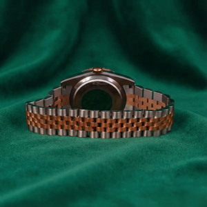 Montre à cadran noir avec lunette sertie de diamants bicolores, bracelet Jubilé, affichage de la date, cadeau pour lui, cadeau d'anniversaire - Product Image 3