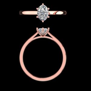 Anillo Solitario de Diamante Corte Ovalado de 1.00 Quilates, Oro Rosa de 14k/18k, Anillo de Compromiso de Seis Puntas, Joyería Fina para Novia, Estilo Minimalista - Product Image 1