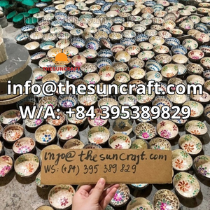 ชามเปลือกมะพร้าวทำมือรักษ์โลก ประดับด้วยลายดอกไม้เคลือบมุกแบบกำหนดเอง ฮานอย เวียดนาม ขายส่งชาม - Product Image 3