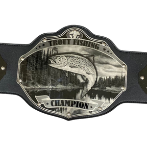 Cinturón de Campeón de Pesca de Truchas Personalizable, Cinturón Deportivo de Alta Calidad Negro y Plateado, Cinturón de Título Personalizado, Edición de Coleccionista - Product Image 5