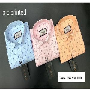 เสื้อลำลองผู้ชายพิมพ์ลายผ้าฝ้ายโพลีเอสเตอร์มีปกตั้งและผ้าระบายอากาศ - Product Image 3