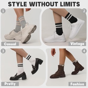Custom Cotton Crew Sports <b>Socks</b> Breathable Striped Athletic Casual Comfort <b>Moisture</b> Wicking Unisex Gym Training <b>Socks</b> - Product Image 3