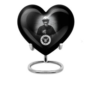 Petites urnes funéraires en forme de cœur pour cendres humaines, mini urne bleue avec boîte en velours en forme de cœur et support - Product Image 4