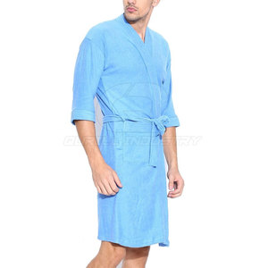 Peignoir pour homme à manches longues, en coton doux et respirant, avec poches, pour la maison, l'hôtel, le spa, la douche, la station balnéaire et le salon, ceinture réglable - Product Image 4