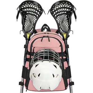 Bolsa de equipo de lacrosse patriótica con diseño de estrellas y rayas, con soportes integrados para palos y compartimento ventilado para tacos en la parte inferior - Product Image 2