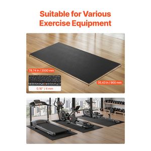 Tapete de Goma de Alta Densidad de 35.5 x 78.7 x 0.16 Pulgadas para Equipos de Ejercicio, Cintas de Correr, Máquinas de Remo, Alfombra para Gimnasio - Product Image 6