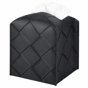 Elegant <b>Black</b> Crocodile Pattern Leather <b>Tissue</b> Box Cover Square Cube Facial Napkin <b>Paper</b> Holder Dispenser for Hotel Office - Product Image 5