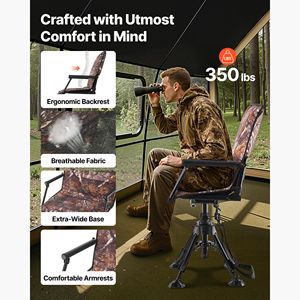 Chaise de chasse pivotante silencieuse à 360 degrés, cadre en acier robuste, pliable, portable, avec accoudoirs - Product Image 2