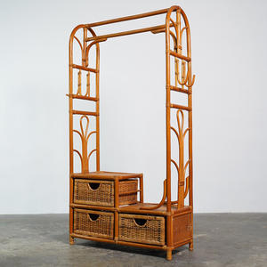 Porte-vêtements en rotin, support de rangement pour vêtements, tringle à vêtements artisanale en canne, organisateurs de chambre - Product Image 1