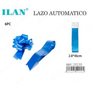 Fiocco Automatico Blu Ilan 2.8x46 Cm 6 Pezzi Per Confezioni Regalo - Product Image 3