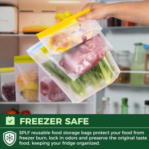 Sacs de congélation réutilisables de type stand-up, compatibles lave-vaisselle, extra épais, pour le stockage des aliments - Product Image 4