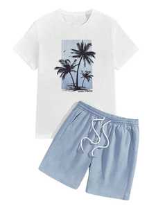 Ensembles courts pour hommes, tenues décontractées 2 pièces, ensembles de survêtements à manches courtes, ensembles de shorts de plage pour les vacances - Product Image 4