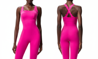 Service OEM en gros Nouveau design Combinaison de sport respirante unie sans dos et sans manches pour femme grande taille moulante