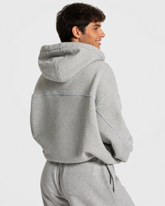 Ensemble de survêtement pour homme en molleton de coton respirant de qualité supérieure, gris clair avec détails contrastants, coupe oversize, 2 pièces - Product Image 3