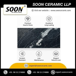 หินอ่อนแคลไซต์สีดำเซรามิกแม่เหล็ก SOON CERAMIC แผ่นใหญ่ขัดเงา ทันสมัย เป็นมิตรกับสิ่งแวดล้อม ใช้สำหรับบันได ผนัง พื้น รัฐราชสถาน - Product Image 6