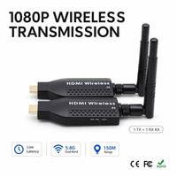 Extensor HDMI Inalámbrico PINWEI 1080P Full HD de 150m, Kit de Video TX RX 1TX a 4RX, 2.4G 5GHz para Pantallas de Conferencias y Reuniones