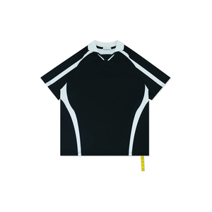 Men's Black Short Sleeve Soccer Jersey With Light Blue Accents Sublimated Print Moisture Wicking <b>Polyester</b> Regular Fit - Product Image 1