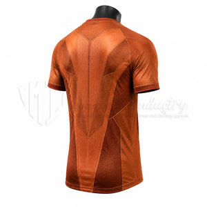 Camiseta de Fútbol Personalizada Unisex Naranja de Manga Corta con Estampado Geométrico Sublimado, Absorbente de Humedad, Ajustada, 100% Poliéster Antibacteriano - Product Image 4