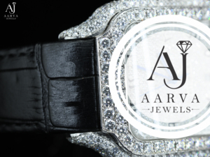 Montre analogique de luxe de style habillé, de haute qualité, avec incrustation de diamants, réserve de marche mécanique, boîtier en acier inoxydable, bracelet en cuir blanc, 20 mm - Product Image 6