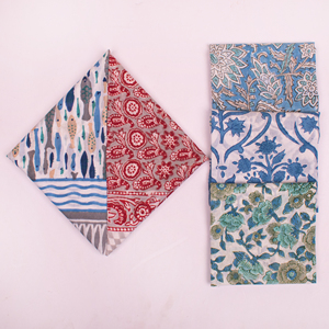 Mouchoirs en coton imprimés classiques, motif floral bleu et rouge, cadeau pour homme, style tissé écologique, unisexe adulte - Product Image 3