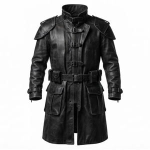 Abrigo de Cuero Genuino de Piel de Oveja para Hombre, Negro, Impermeable y Transpirable - Product Image 1