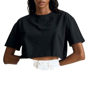 T-shirts courts oversize pour femmes, à manches courtes, pour l'entraînement, décontractés d'été, coupe ample, imprimés, écologiques, respirants avec poches - Product Image 3