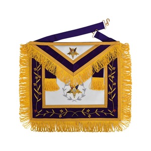 Delantal OES Worthy Patron de Terciopelo Morado con Escuadra y Compás G con Corona Plateada, Material Genuino de Calidad Excepcional - Product Image 6