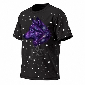 T-shirt Unisex Mezza Manica <span class=keywords><strong>Nera</strong></span> in Cotone/Poliestere Sostenibile con Design Lupo, di Tendenza, <span class=keywords><strong>Ora</strong></span> Disponibile con Logo Personalizzato - Product Image 2