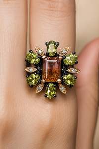 แหวนดอกไม้ประดับทับทิมสีชมพูธรรมชาติหลากหลายเม็ด ประดิษฐ์ด้วยเงินสเตอร์ลิงพร้อมใบรับรอง IGI เครื่องประดับหรูหราสำหรับงานปาร์ตี้ - Product Image 2