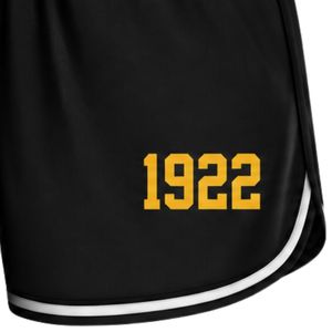 กางเกงขาสั้นออกกำลังกายสำหรับผู้หญิง Sigma Gamma Rho สีดำ แบบสั่งทำพิเศษสำหรับชมรมนักศึกษากรีก กางเกงวิ่งออกกำลังกายเอวยางยืด ชุดกีฬา - Product Image 6