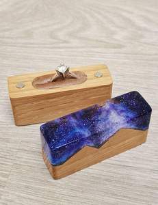 HANDMADE Wholesale Engagement <b>Proposal</b> Wedding Unique Double Slot Wooden and Resin Jewelry <b>Ring</b> <b>Box</b> - Product Image 5