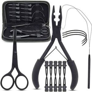 Ensemble d'outils professionnels de qualité supérieure en acier inoxydable noir durable pour extensions capillaires, ensemble complet comprenant pince et anneau de séparation - Product Image 3