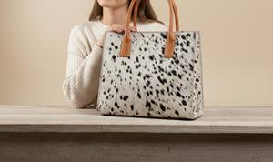 Bolso Tote de Cuero Genuino con Pelo para Mujer, Diseño de Lujo, con Cremallera y Cierre Abierto, para Verano y Otoño, LHTB-0103 - Product Image 4