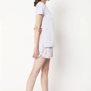 Ensemble chemise boutonnée et short pour femme, manches courtes, tenue de vacances estivale, ensemble deux pièces assorti, vente en gros personnalisée - Product Image 2