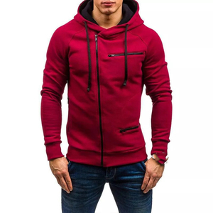Sudadera con Capucha Roja para Hombre, Cierre de Cremallera, Corte Ajustado, Informal, Tejida, de Poliéster y Algodón, Color Sólido, para Otoño, Producción Harry Johnson - Product Image 1