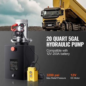 Nuova Unità Idraulica a Singolo Effetto da 20 Quarti, Portata 0,91 GPM, Pressione Massima 3200 PSI per Pompa Rimorchio Ribaltabile - Product Image 2