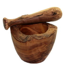 Customized Logo Wooden Mortar and Pestle Set Wholesale Rustic Wood Spice Mixer Antique Style <b>Herb</b> <b>Grinder</b> & Masher for Home - Product Image 1